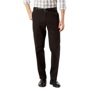 Dockers Men Easy Stretch Straight Fit Flat Front Khaki Pants Black Size 36X29